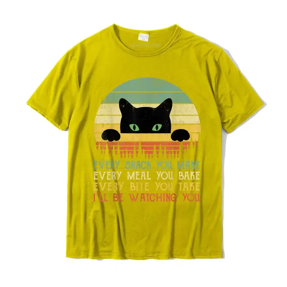 Color: Yellow, Size: XS - Every Snack You Make Cat Funny Cat Mom Cat Mama Cat Dad T-Shirt Cotton T Shirts For Men Custom T Shirt Rife Printed