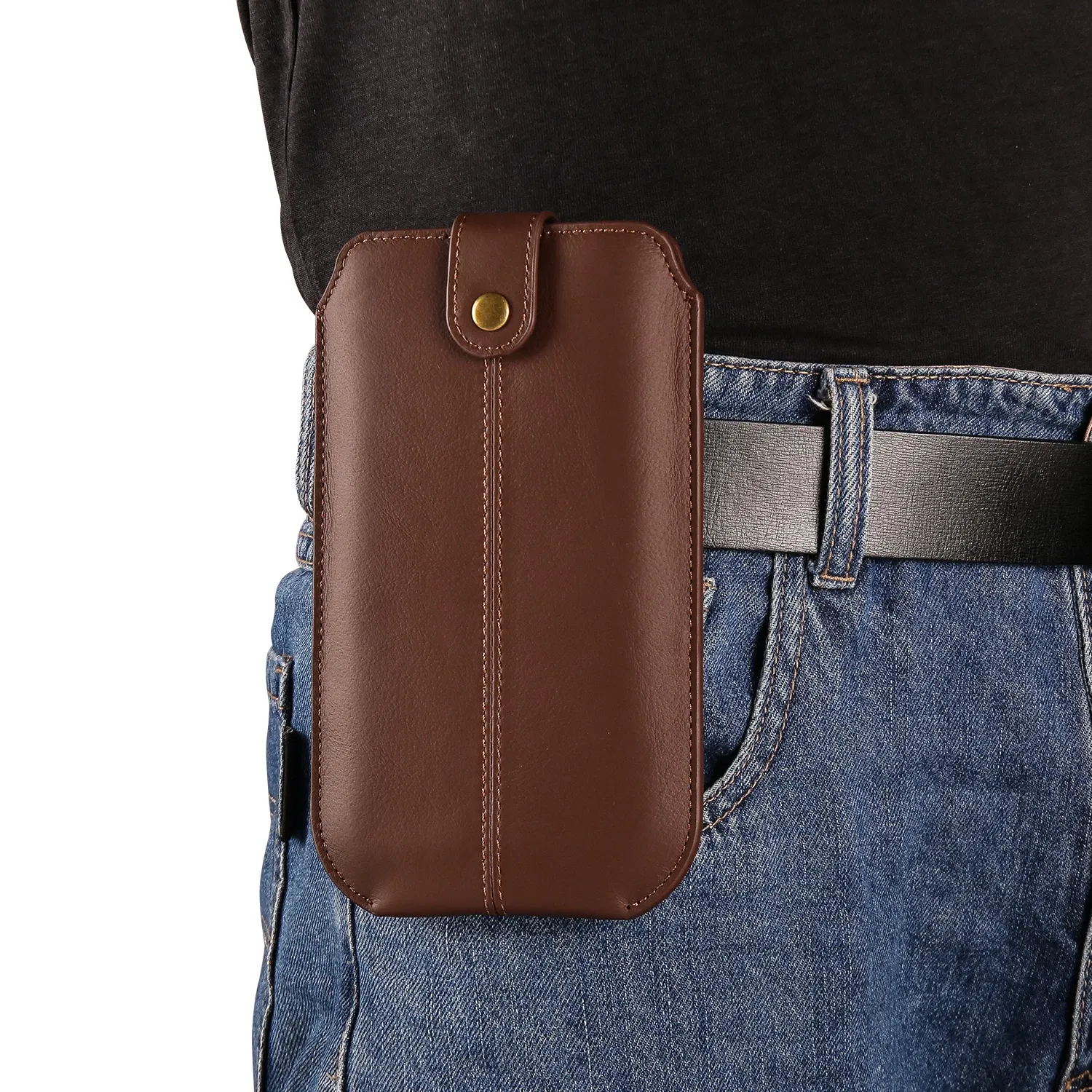 Color: black, Material: PP - Real Genuine Leather Mobile Phone Pouch Belt Clip Case For Samsung Galaxy S24 S23 FE S22 A53 A54 A55 Men Waist Bag Holster Cover