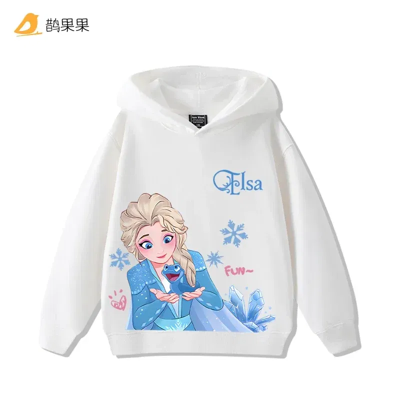 Color: Ivory, Kid Size: 2T - Queen Elsa Surrounding Girls Autumn and Winter Hooded Sweatshirt Children Girl Children's Tops Cute Long-sleeved Coat