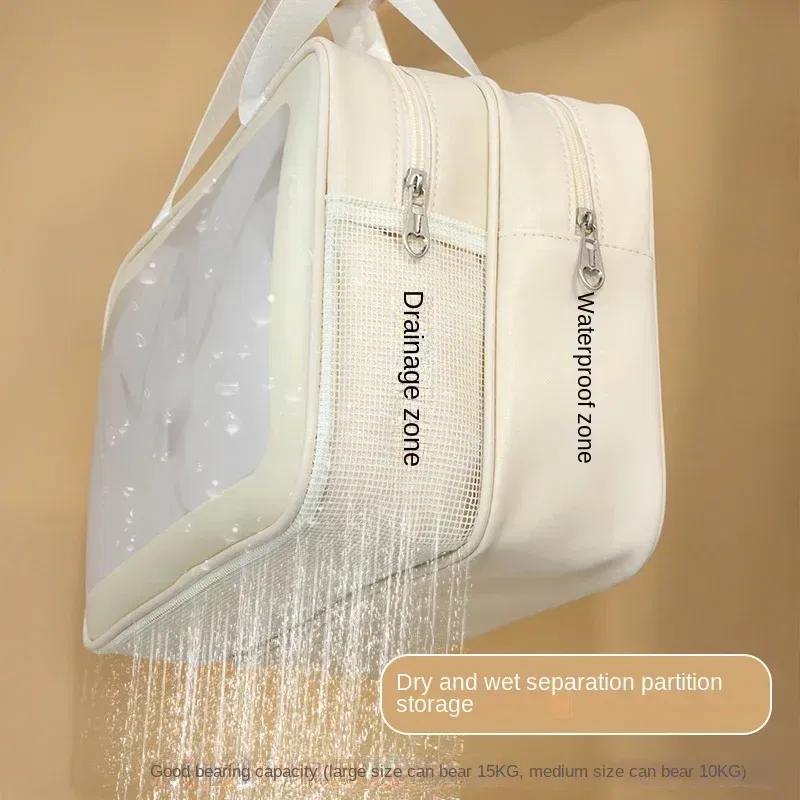 Color: SKY BLUE - Wet-dry separation makeup bag portable toiletry bag travel essentials large capacity storage bag fitness swimming essentials
