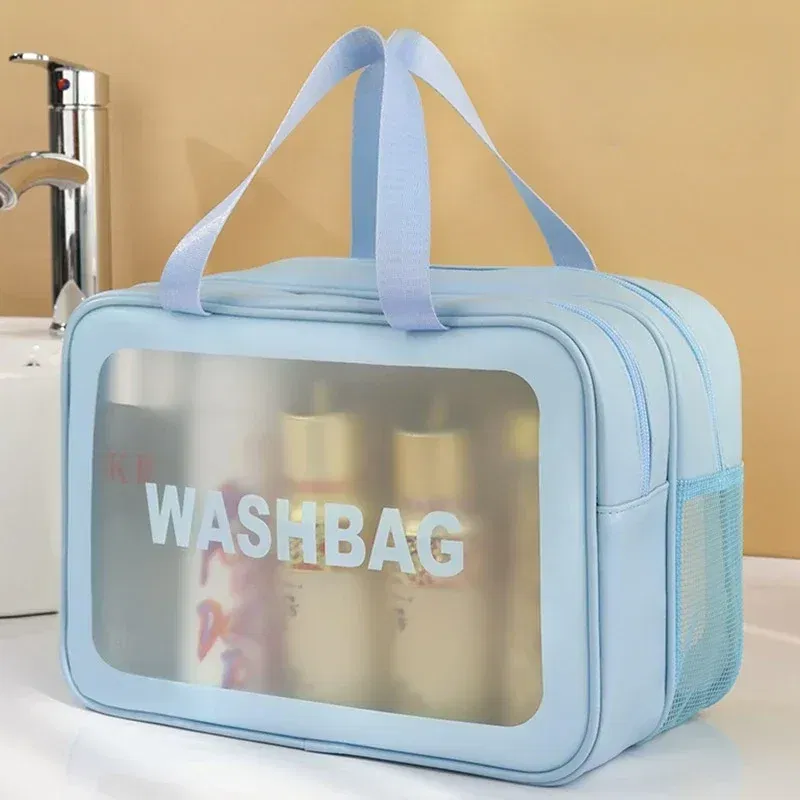 Color: SKY BLUE - Wet-dry separation makeup bag portable toiletry bag travel essentials large capacity storage bag fitness swimming essentials