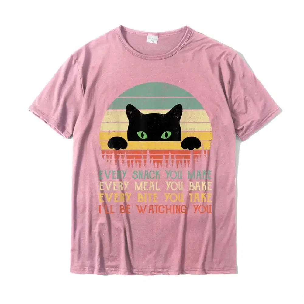 Color: Pink, Size: XS - Every Snack You Make Cat Funny Cat Mom Cat Mama Cat Dad T-Shirt Cotton T Shirts For Men Custom T Shirt Rife Printed