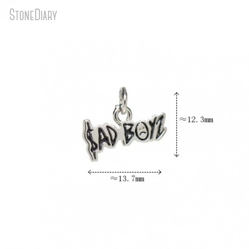 Metal color: Antique Copper Plated - 10Pcs Letter Sadboyz or Sadgirls Black Enamel Copper Gold Color Pendant Charms for Jewelry Making
