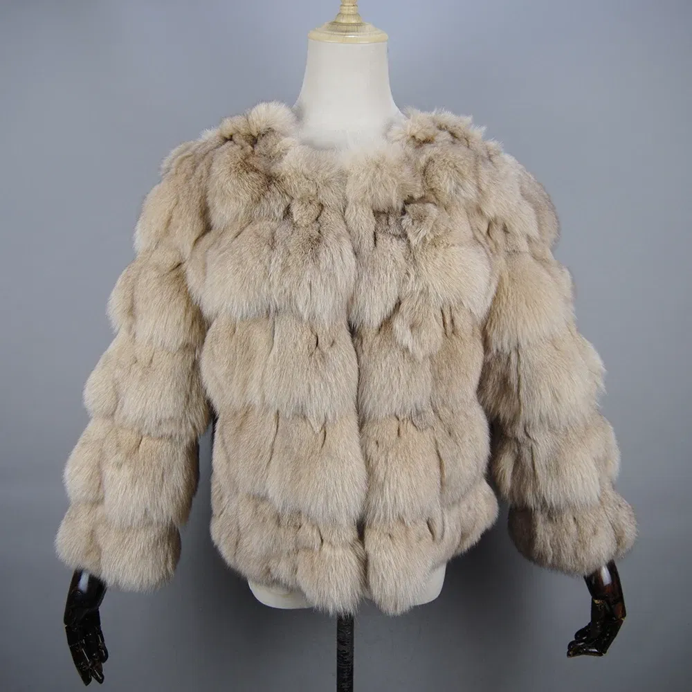 Color: Fuchsia, Size: L - 2025 New Style Real Fur Coat 100% Natural Fur Jacket Female Winter Warm Leather Fox Fur Coat High Quality Fur Vest