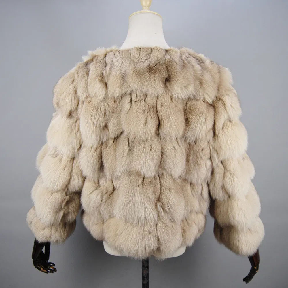Color: Fuchsia, Size: L - 2025 New Style Real Fur Coat 100% Natural Fur Jacket Female Winter Warm Leather Fox Fur Coat High Quality Fur Vest