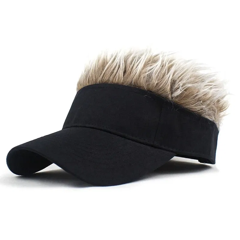 Color: GRAY, Size: One Size - 2023 Men Women Baseball Cap With Spiked Hairs Wig Hat Spiked Wigs Casual Unisex Sunshade Adjustable Sun Visor