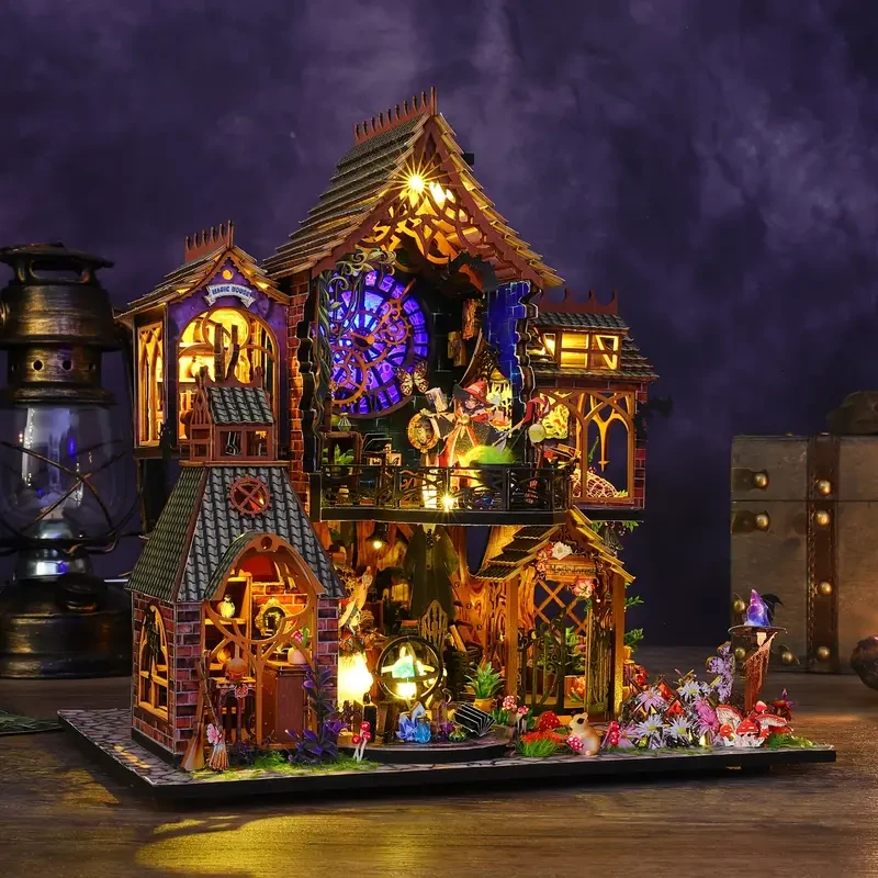 DIY Magic Cottage Kit - 3D Wooden Puzzle with LED Lights