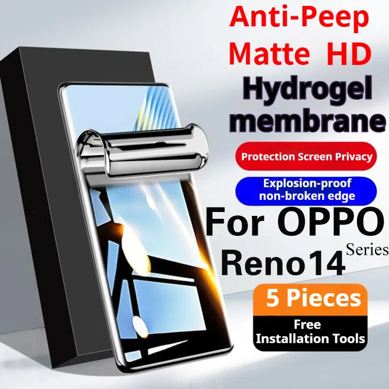 Bundle: 5 Pieces, Material: Anti Blue Light, Compatibility by Model: Oppo Reno14 - Reno14Pro Matte Hydrogel Film For OPPO Reno 14Pro Privacy Screen Protector Reno14 Full Coverage Soft HD Protective Anti Peeping
