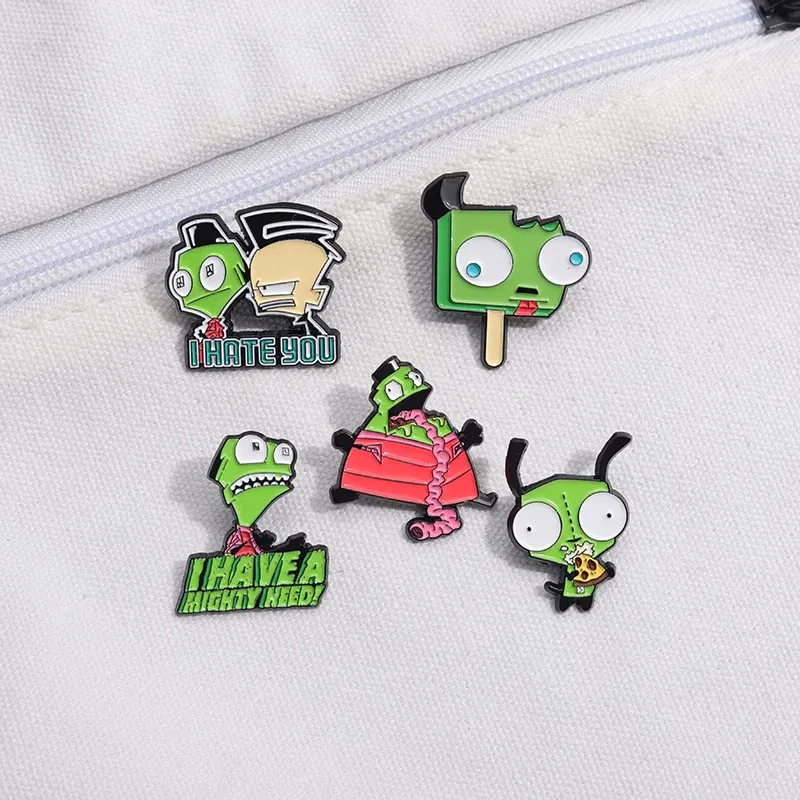 Metal color: Pure Gold Color - Cartoon Anime Brooch Enamel Pins Custom Metal Animal Badges Lapel Accessories Sweater Women Men Jewelry Gift Friends Wholesale