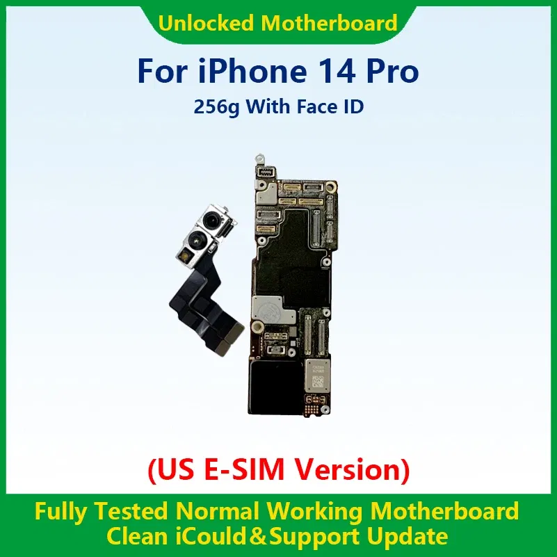Color: YELLOW/BLACK, Ships From: CHINA - Top 100%Working Fully Tested Mainboard For iPhone 14 Pro Max Unlocked Motherboard With Face ID Cleaned iCloud US E-SIM Version