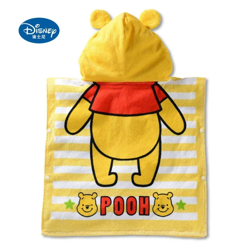 Color: Green - Disney Kids Hooded Bath Towel Child Breathable Gauze Cloak Beach Towel Mickey Minnie McQueen Car Cartoon Boy Girl Towel Gift