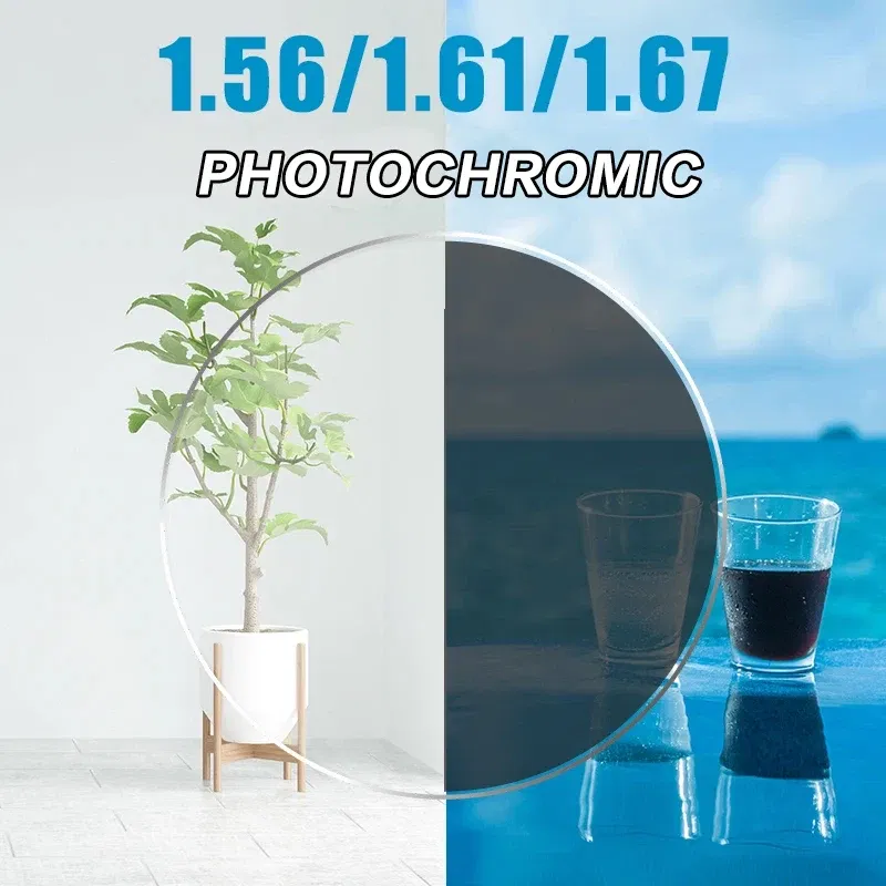 Lenses Color: Blue, Lens Index: 1.67 - Anti Blue Light Rays Photochromic 1.56 1.61 1.67 Prescription CR-39 Resin Aspheric Glasses Lenses Myopia Hyperopia Reading Lens