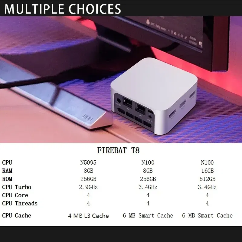 Color: Orange, Ships From: CHINA - New T8 Pro Plus Mini PC Intel Celeron N5095 N100 Desktop Gaming Computer 8GB 16GB 256GB 512GB DDR4 DDR5 WIFI5 BT4.2