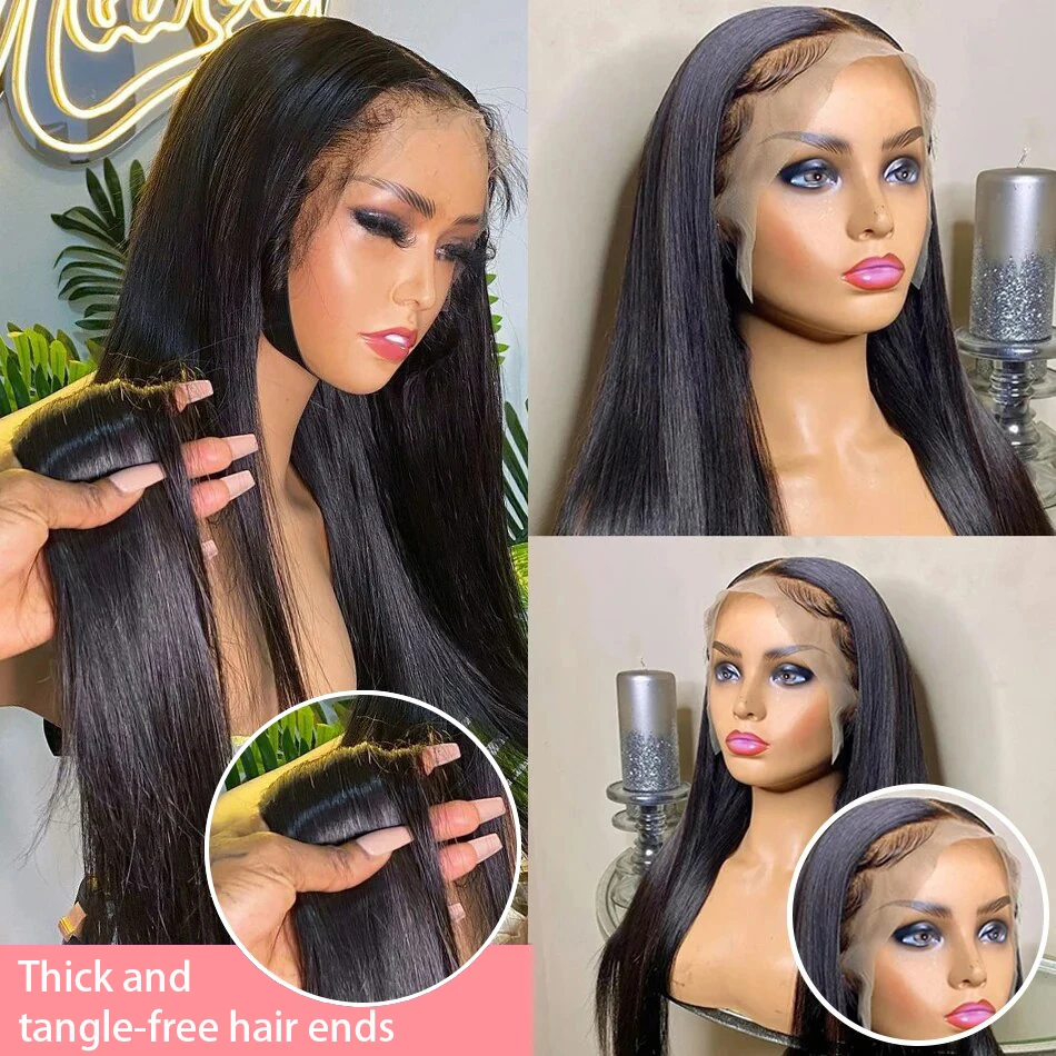 Color: T1B/613, Stretched Length: 22INCHES, Density: 180% - 30 32 Inch 13x4 13x6 Lace Front Human Hair Wigs Straight Transparent Lace Human Hair Wigs Pre Plucked For Black Women Bling Hair