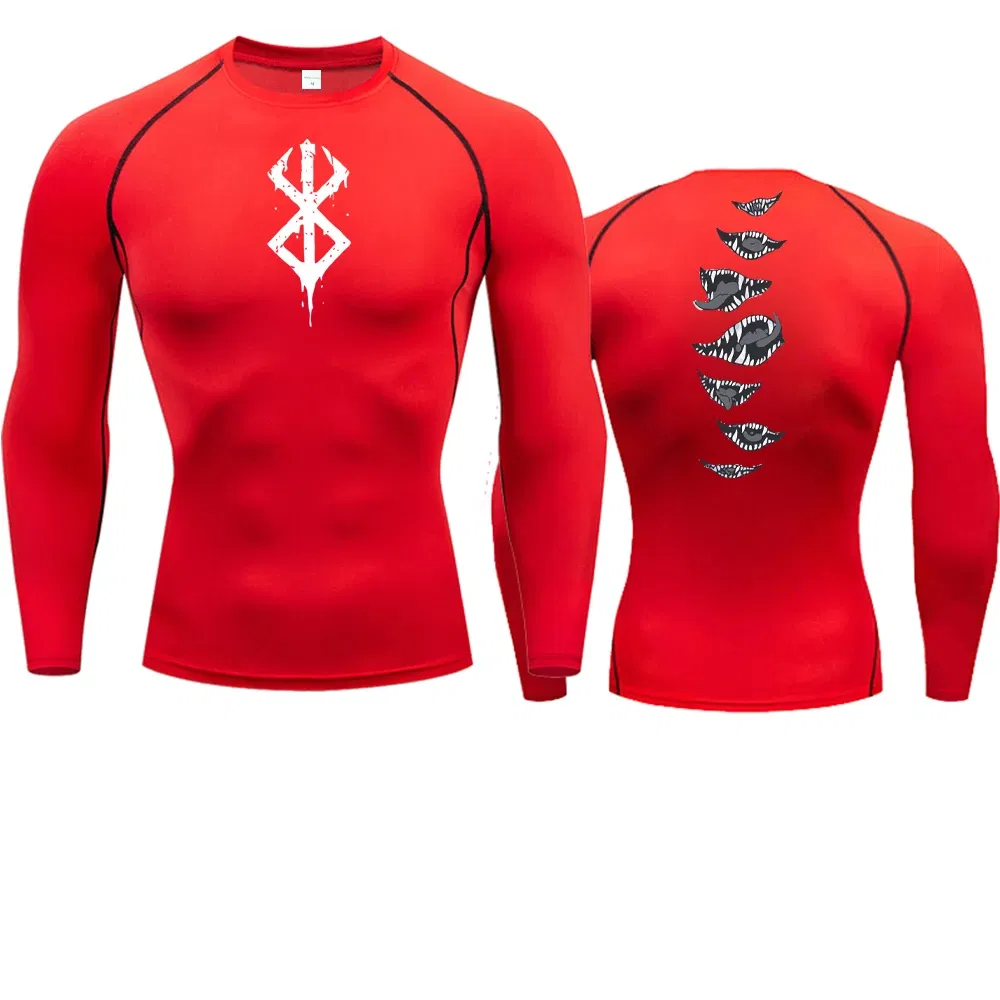 Color: Pink, Size: L - 2024Anime Berserk Guts Men's Compression Shirt Fitness Sport Running Tight Gym TShirts Athletic Quick Dry Tops Tee Summer
