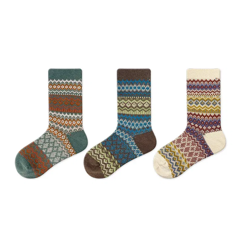 Color: Brown, Size: 10-12T - Three Pairs of Spring and Autumn New Children's Double Needle Double Road Boneless Zero Line Combed Cotton Comfortable Socks