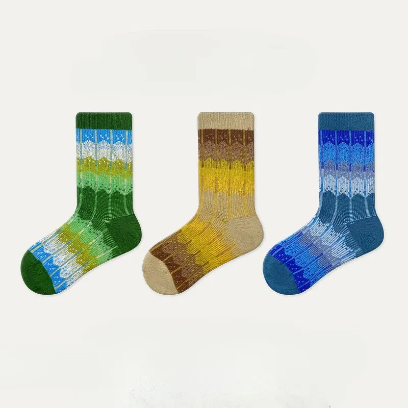 Color: Brown, Size: 10-12T - Three Pairs of Spring and Autumn New Children's Double Needle Double Road Boneless Zero Line Combed Cotton Comfortable Socks