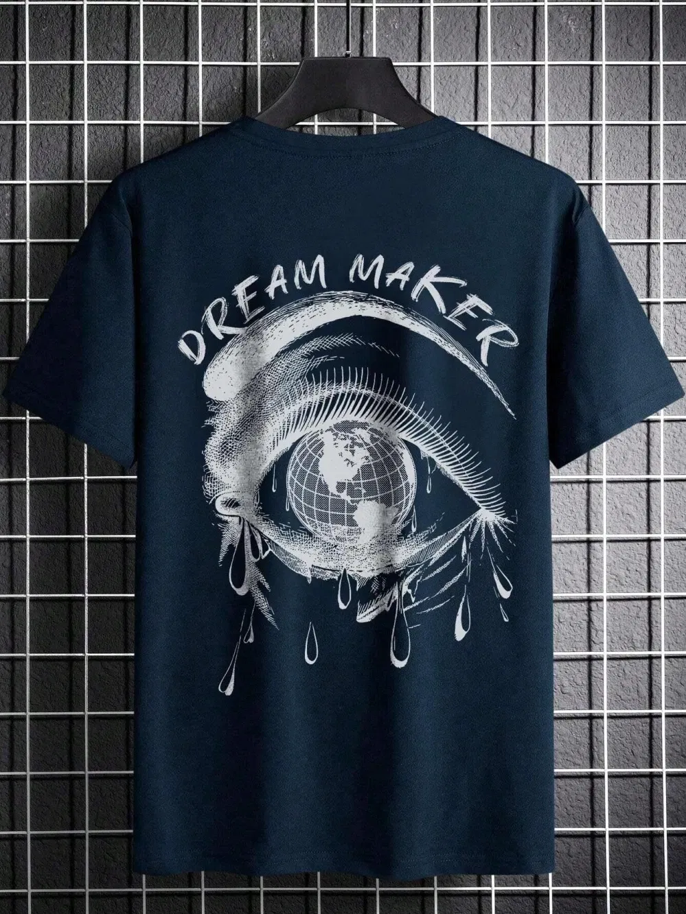 Color: Gold, Size: XL - Dream Maker Tearful Earth Printing T-Shirt Men Clothes Summer Loose Tee Cotton Casual Street Tshirt Hip Hop Oversize T Shirts