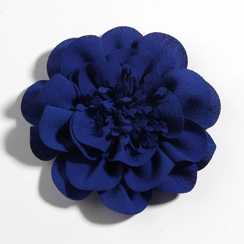 Color: PURPLE - 1PC 10CM 3.8" Big Chiffon Flowers Hair Clips Hairpins Handmade Artificial Rolled Rose Fabric Flower For Girls Head Accessories