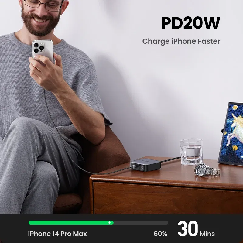 Plug Type: KR, Ships From: CHINA - UGREEN 100W GaN Charger Desktop Laptop Fast Charger 4 in 1 Adapter For iPhone 15 14 13 12 Pro Max Phone Charger Xiaomi Samsung