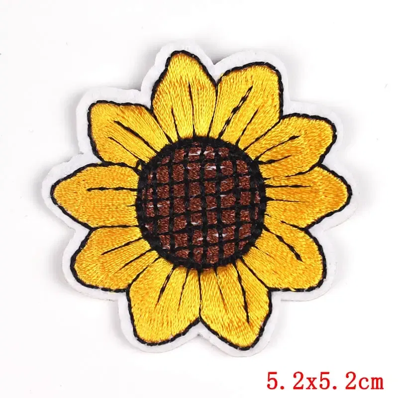 Color: Transparent - Butterfly Daisy Embroidery Patches for Clothing Thermoadhesive Patches DIY Fusible Patch on Kids Clothes Sunflower Badges Sewing