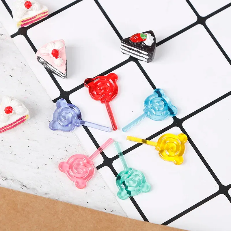Color: Dark Khaki - 6Pcs 1:12 Scale Doll Accessories Bear Shape Lollipop Simulation For Dollhouse Miniature Toy Doll Mini Resin Food Kitchen Gift