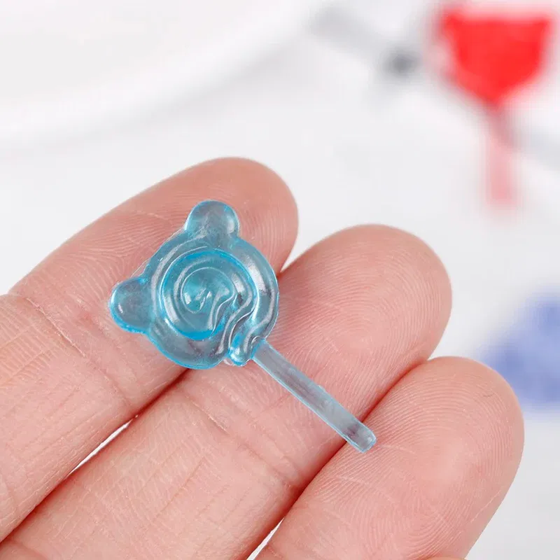 Color: Dark Khaki - 6Pcs 1:12 Scale Doll Accessories Bear Shape Lollipop Simulation For Dollhouse Miniature Toy Doll Mini Resin Food Kitchen Gift