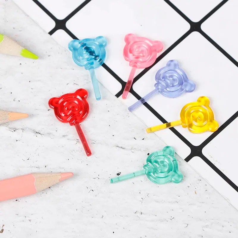 Color: Dark Khaki - 6Pcs 1:12 Scale Doll Accessories Bear Shape Lollipop Simulation For Dollhouse Miniature Toy Doll Mini Resin Food Kitchen Gift