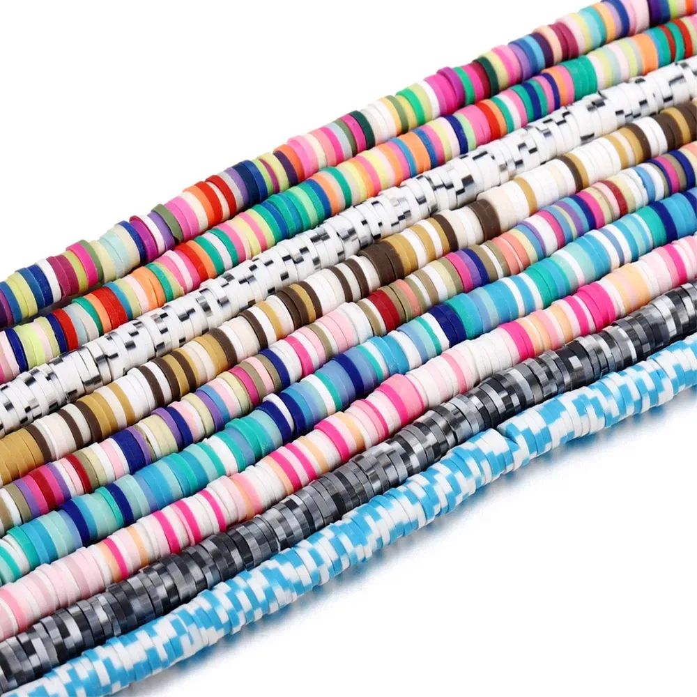 Color: other, Item Diameter: 6mm - 16Inch/Line 6mm Colorful Flat Round Polymer Clay Beads Loose Spacer Beads for DIY Jewelry Making Bracelet Necklace Accessories