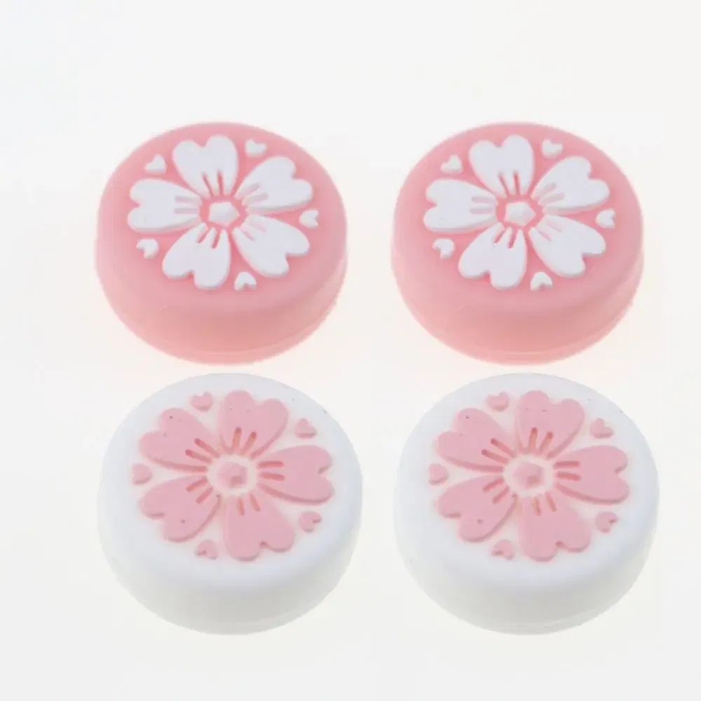 Color: Silver - 2pcs Cherry Pink Lemon For Nintendo Switch Lite OLED Analog Thumb Grip Nintend Swith Joy Con JoyCon Controller Joystick Cap Game