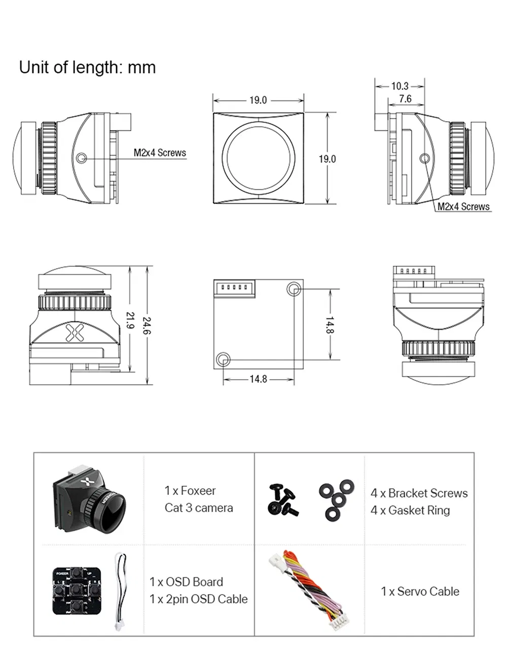 Color: Burgundy - Foxeer Cat 3 Micro Mini FPV Camera 1200TVL 0.00001Lux FPV Night Camera For RC Racing Drone
