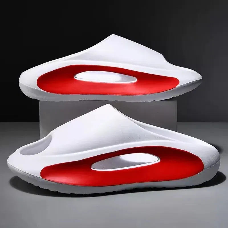 Color: Blue, Shoe Size: 42-43 - Summer Slippers Men Women EVA Soft Bottom Indoor Home Slides Sandals Light Beach Shoes Male Slippers Flip Flops Big Size 46 47