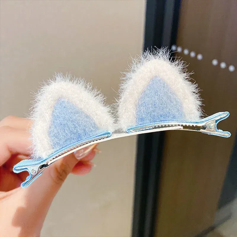Color: Champagne - 2PCS New Plush Cat Ears Hairpins Girls Hair Clips Hair Accessories Women Sweet Cute Barrettes Kids Fashion Headwear Ornaments