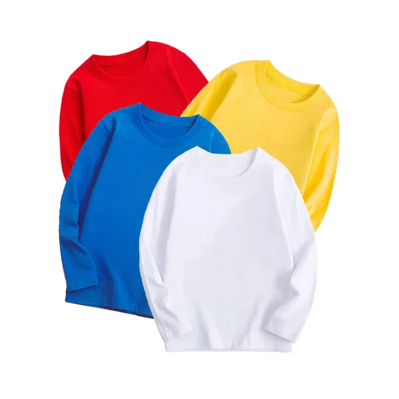 Color: Beige, Kid Size: 5 - Black White Basic Cotton T-shirt for Boys Girls Clothes Children's Long Sleeve Solid Tops Kids 2 to 14 Years Leasure Wear Tshirt