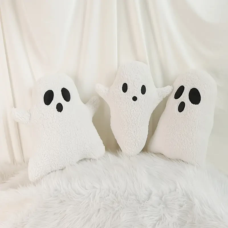 Festive Halloween Throw Pillow: Soft Ghost Decorative Pillow -