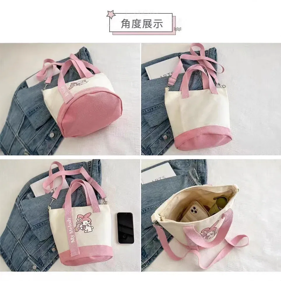 Color: Brown - Sanrio Hello Kitty Kuromi Canvas Shoulder Bag Kawaii Anime Print Lightweight Crossbody Purse for Girl