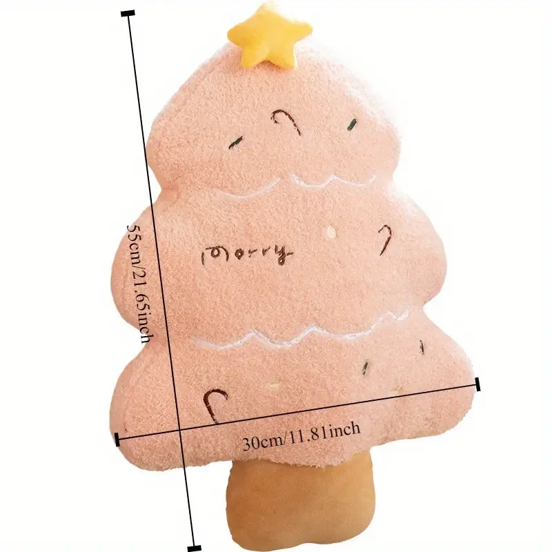 Festive Christmas Tree Throw Pillow - Cozy Knit Fabric, Polyester Fill, Zip Closure