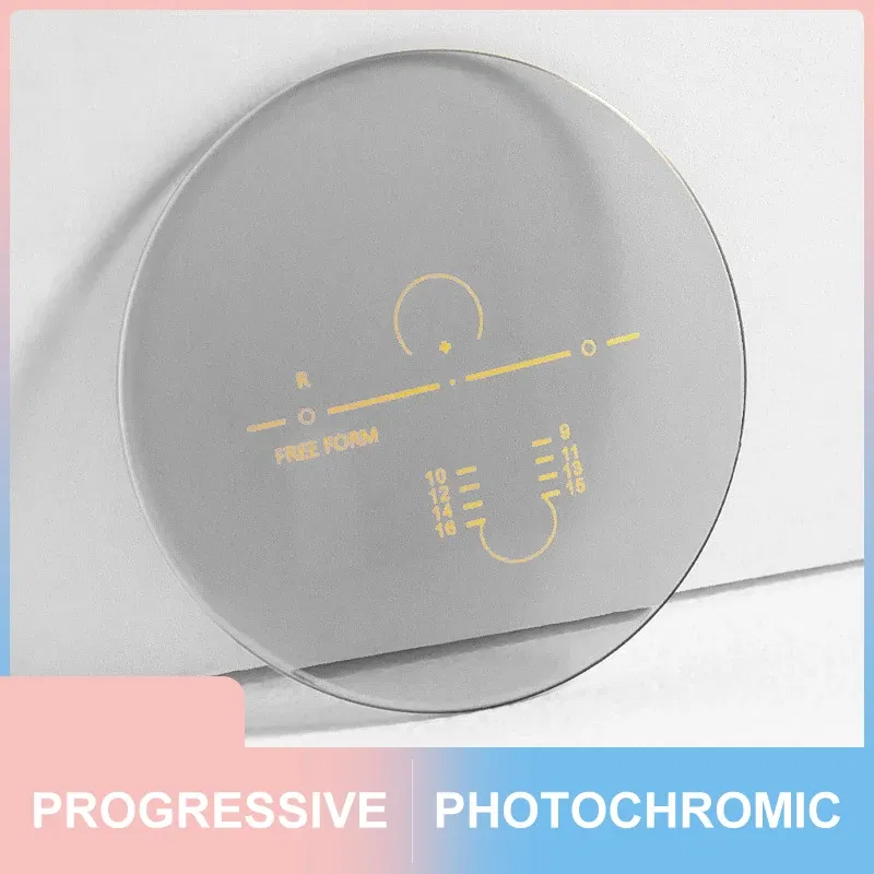 Lenses Color: WHITE, Lens Index: 1.74 - Photochromic Free Form Progressive Optical Multifocal Prescription Lenses Fast and Deep Color Change Performance