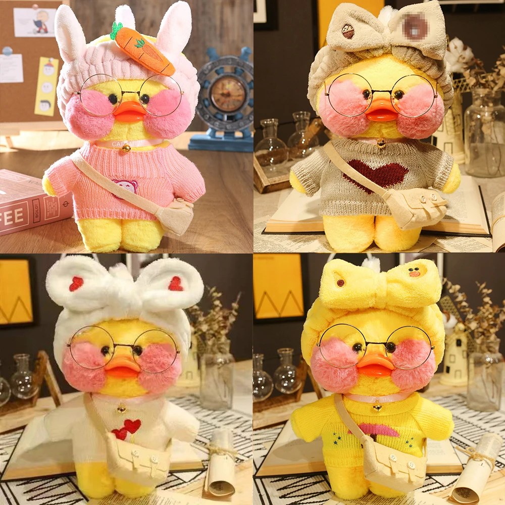 Color: DARK GRAY, Height: 11cm-30cm - 30cm Kawaii Lalafanfan Duck Plush Toy Cartoon Lalafanfan Duck Doll Soft Stuffed Animal Plushie Birthday Gifts For Girl Children