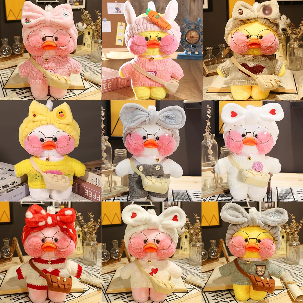 Color: DARK GRAY, Height: 11cm-30cm - 30cm Kawaii Lalafanfan Duck Plush Toy Cartoon Lalafanfan Duck Doll Soft Stuffed Animal Plushie Birthday Gifts For Girl Children