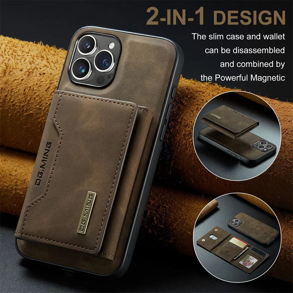Color: green, Material: Neoprene - 2 In 1 Case For iPhone 16 15 14 13 12 11 Pro Max Plus XS Max XR 8 Plus SE 2022 Wallet Magnetic Leather Card Holder Pocket Cover