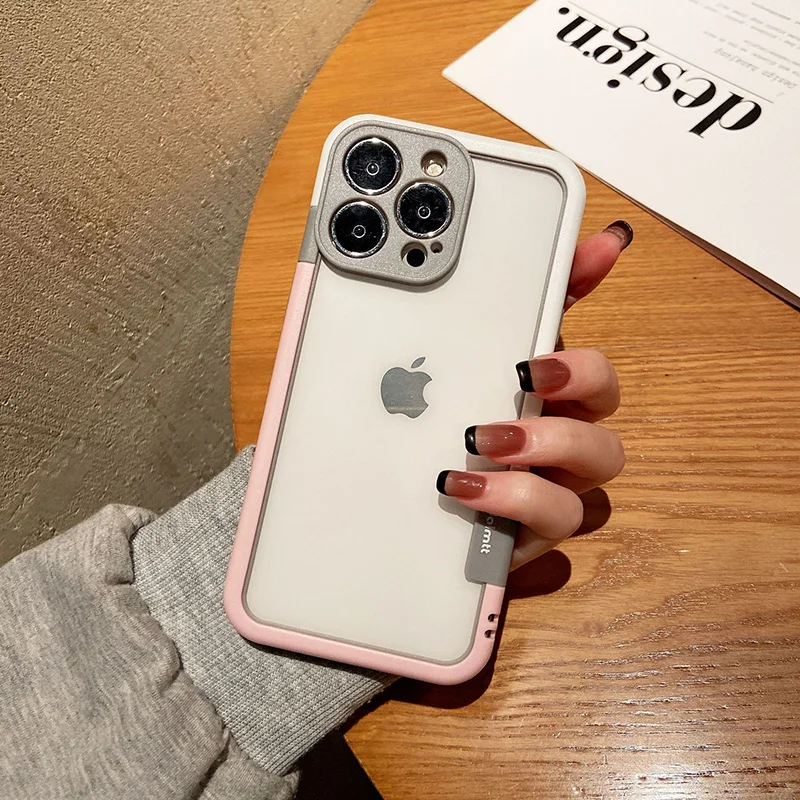 Color: Blue, Ships From: CHINA, Material: Genuine Leather - Better Heat Dissipation Dual Color Bumper Border Soft Phone Case For iPhone 17 16 15 14 13 12 11 Pro Max 7 8 Plus XS XR