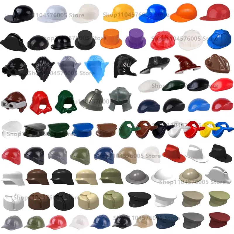 Color: Clear - MOC Brown Hair Building Blocks City Figures Body Creative Accessory Blond Gold White Parts DIY Hats Mini Bricks Assemble Toy S04