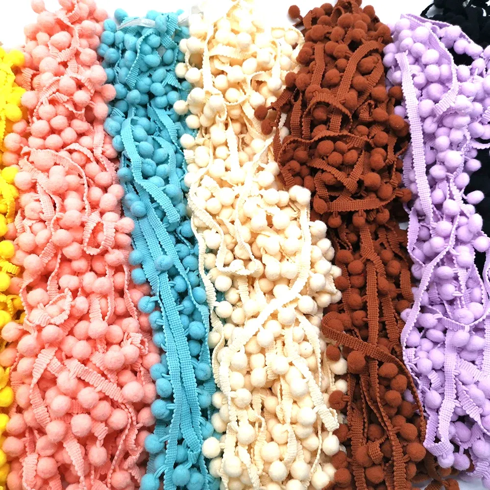 Color: Beige, Size: S - 1-5yard Pom pom Fringe Lace Ribbon Pompom Trim Ball Fabric DIY Sewing Tassel Lace Kintted Fabric Handmade DIY Craft Accessorie