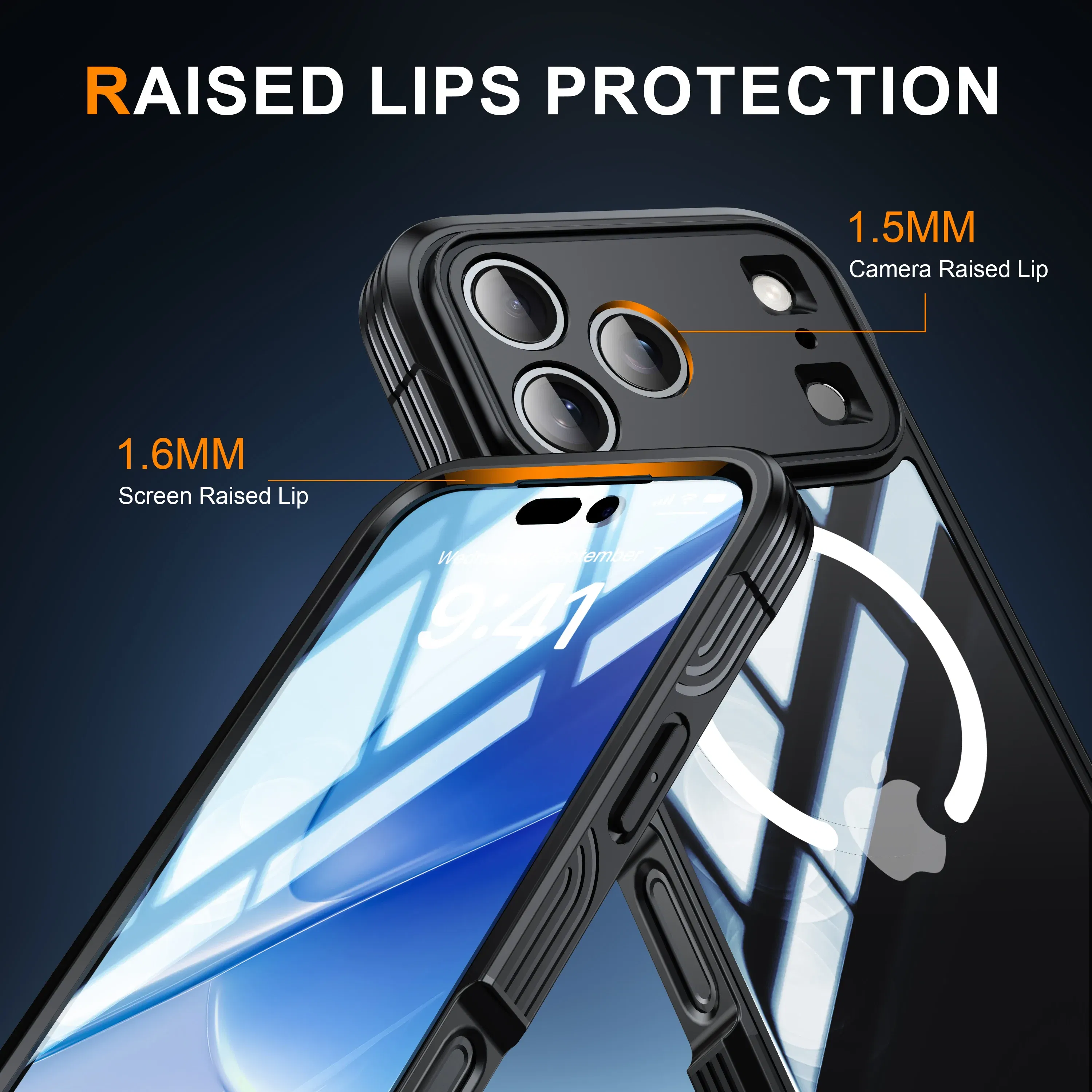 Color: Orange, Compatibility by Model: iPhone Air - Shellbox-For iPhone17promax/17Air phone case, drop-resistant, ultra-thin transparent magnetic, scratch-resistant and wear-resist