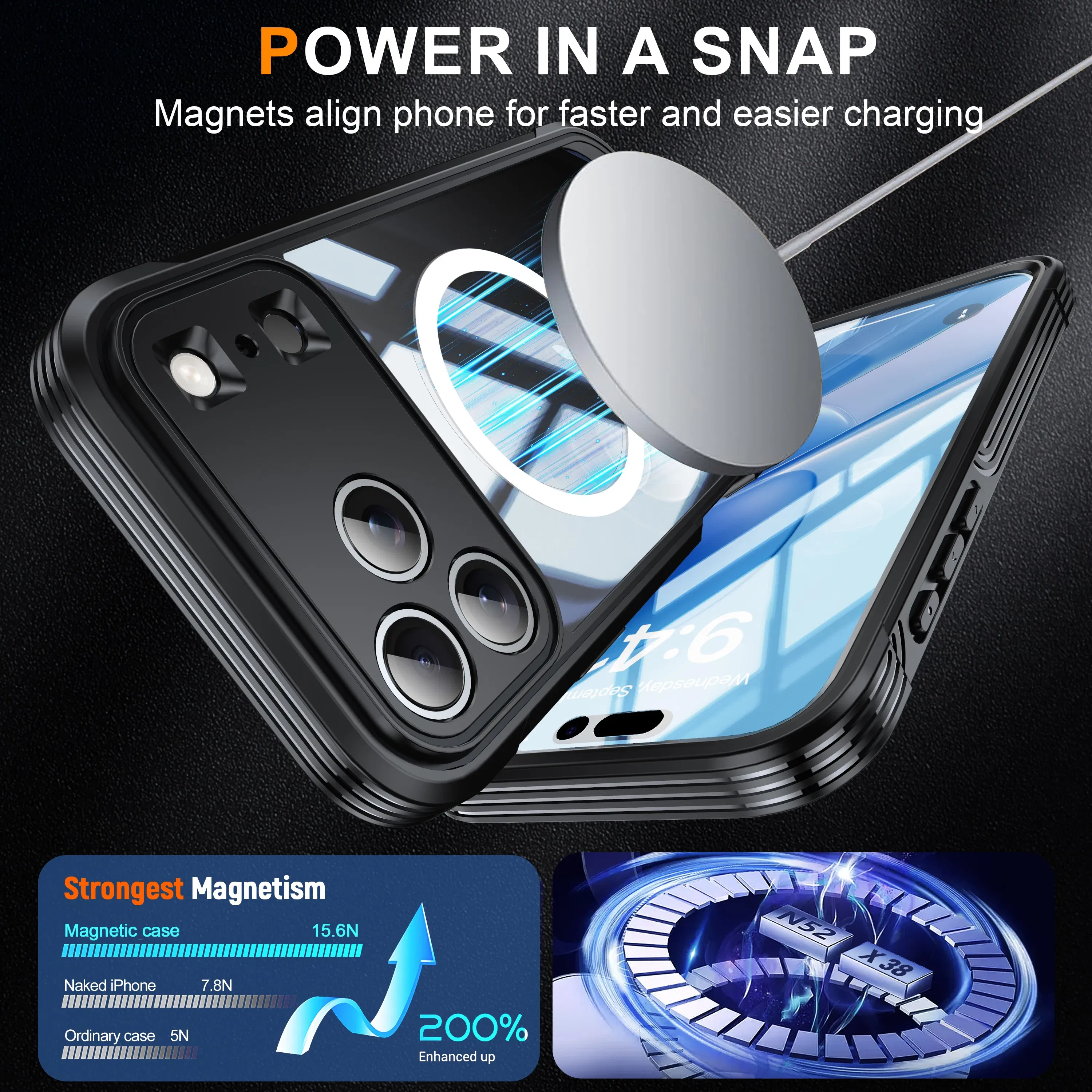 Color: Orange, Compatibility by Model: iPhone Air - Shellbox-For iPhone17promax/17Air phone case, drop-resistant, ultra-thin transparent magnetic, scratch-resistant and wear-resist