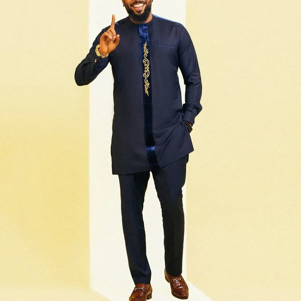 Color: Clear, Size: XL - 2025 New men's suit, white pocket, 2-piece set, luxury wedding casual suit, traditional African style of ethnic minorities