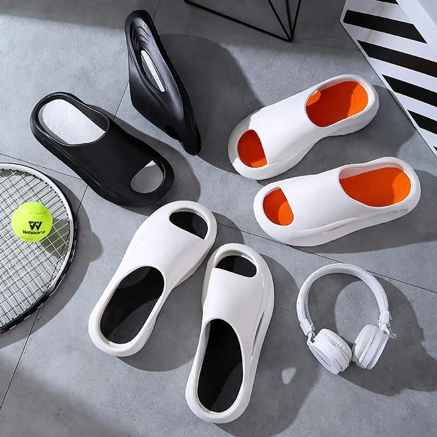 Color: WHITE, Shoe Size: 42 - Summer Slippers for Men and Women Thick Bottom Eva Step on the Poop Feeling Outside Wear Non-slip Casual Bathroom Slippers