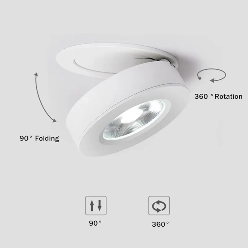 Body Color: Yellow, Emitting Color: changeable - 3 Colors Slim Ceiling Lamp Ceiling Light LED Foldable 360 Recessed Surface Mounted Spotlight for Hallway Gallery Display Living