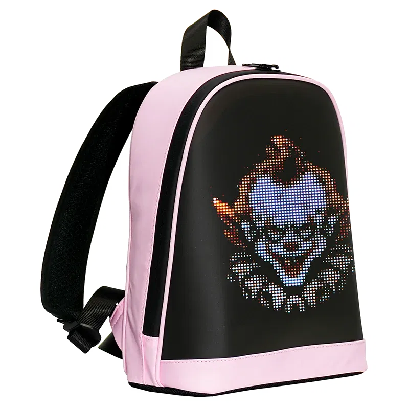 Color: Pink - School Backpack Led Screen Cell Phone Programming DIY Pattern Lightweight Hard Case Women Travel Backpack College Backpacks